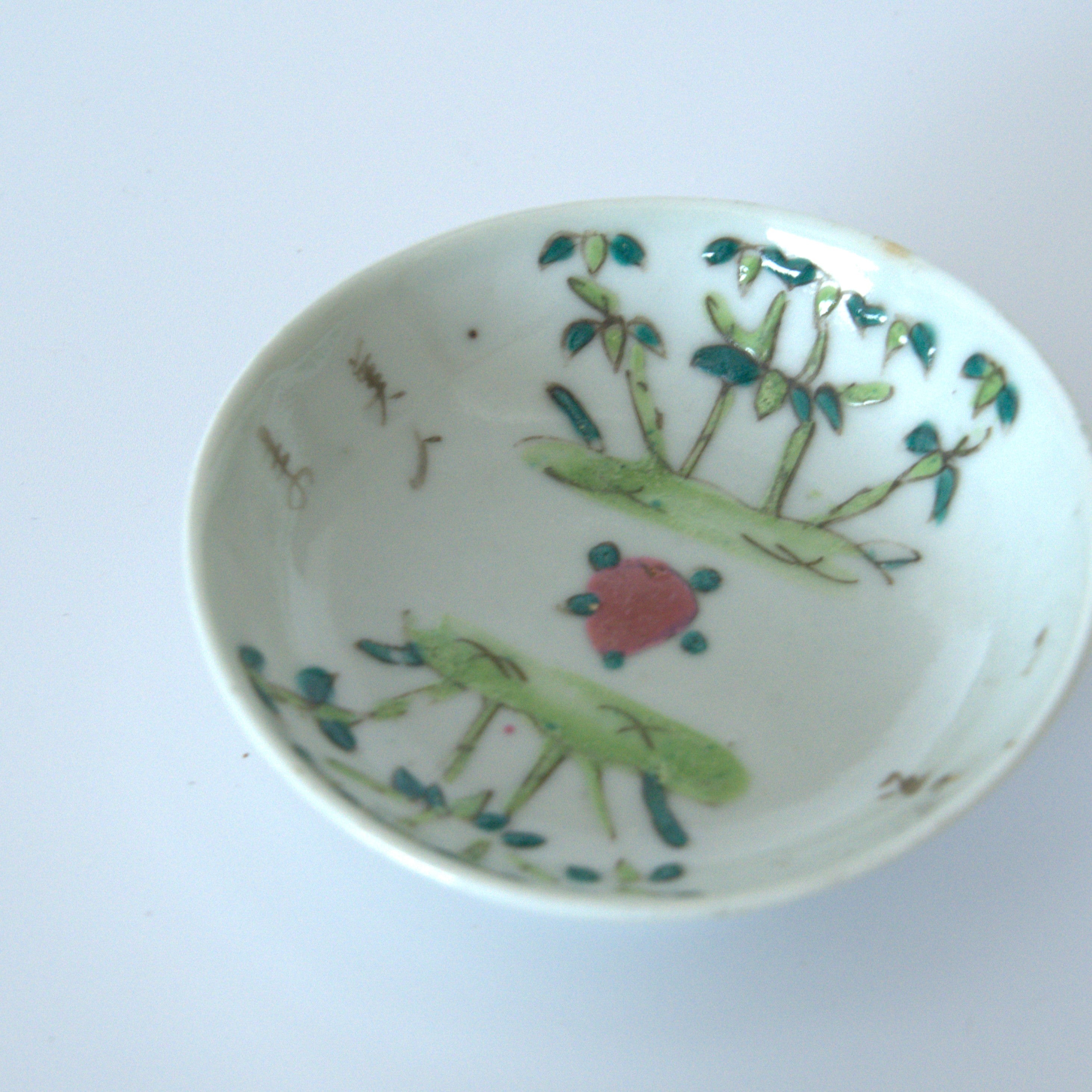 粉彩竹詩文豆皿③