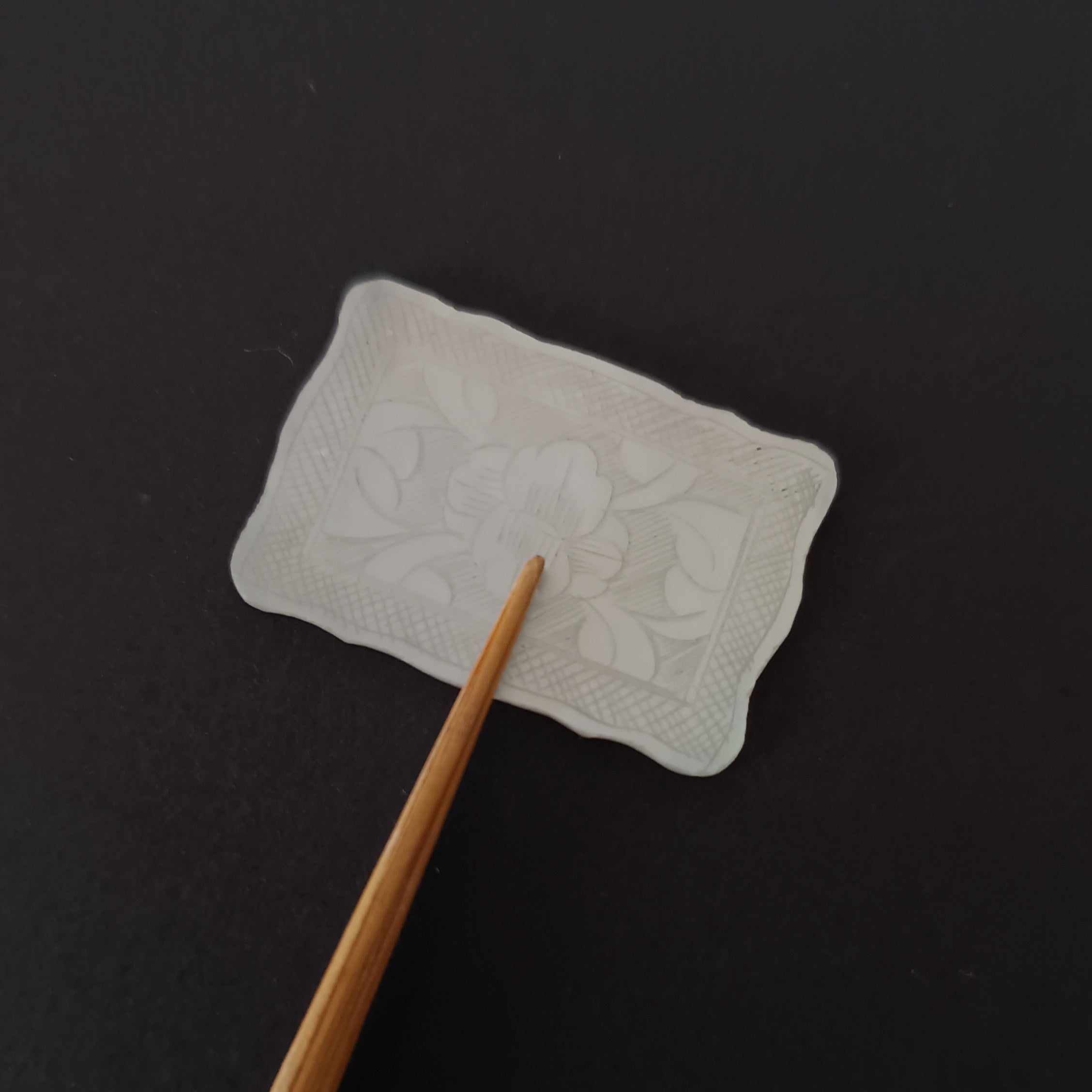 白蝶貝山茶花茶枕②四方