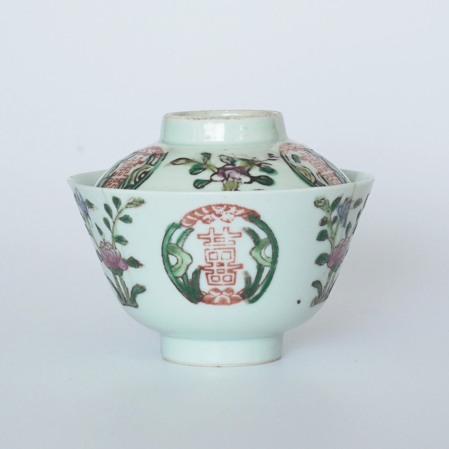 粉彩双喜花文蓋碗⑤