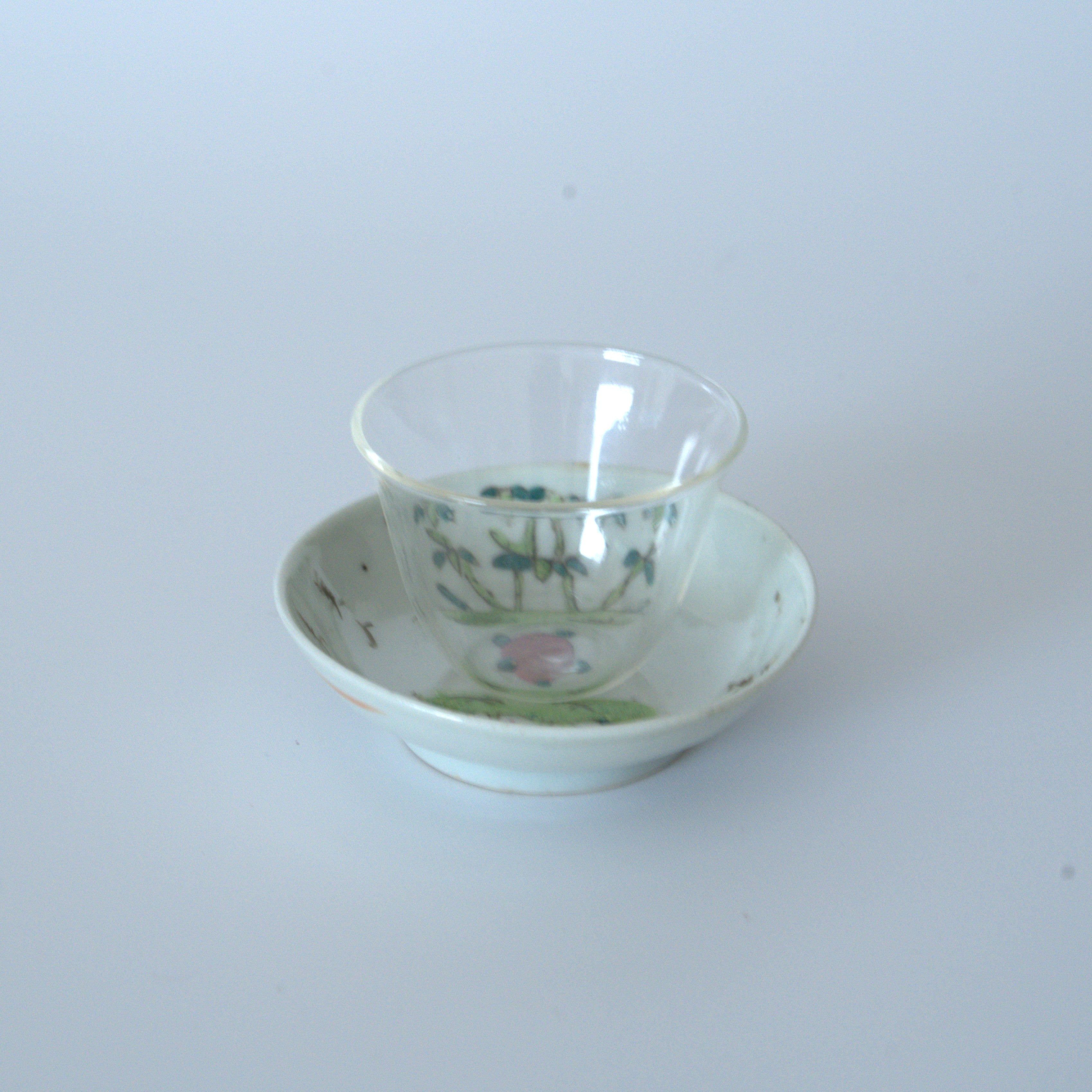 粉彩竹詩文豆皿③