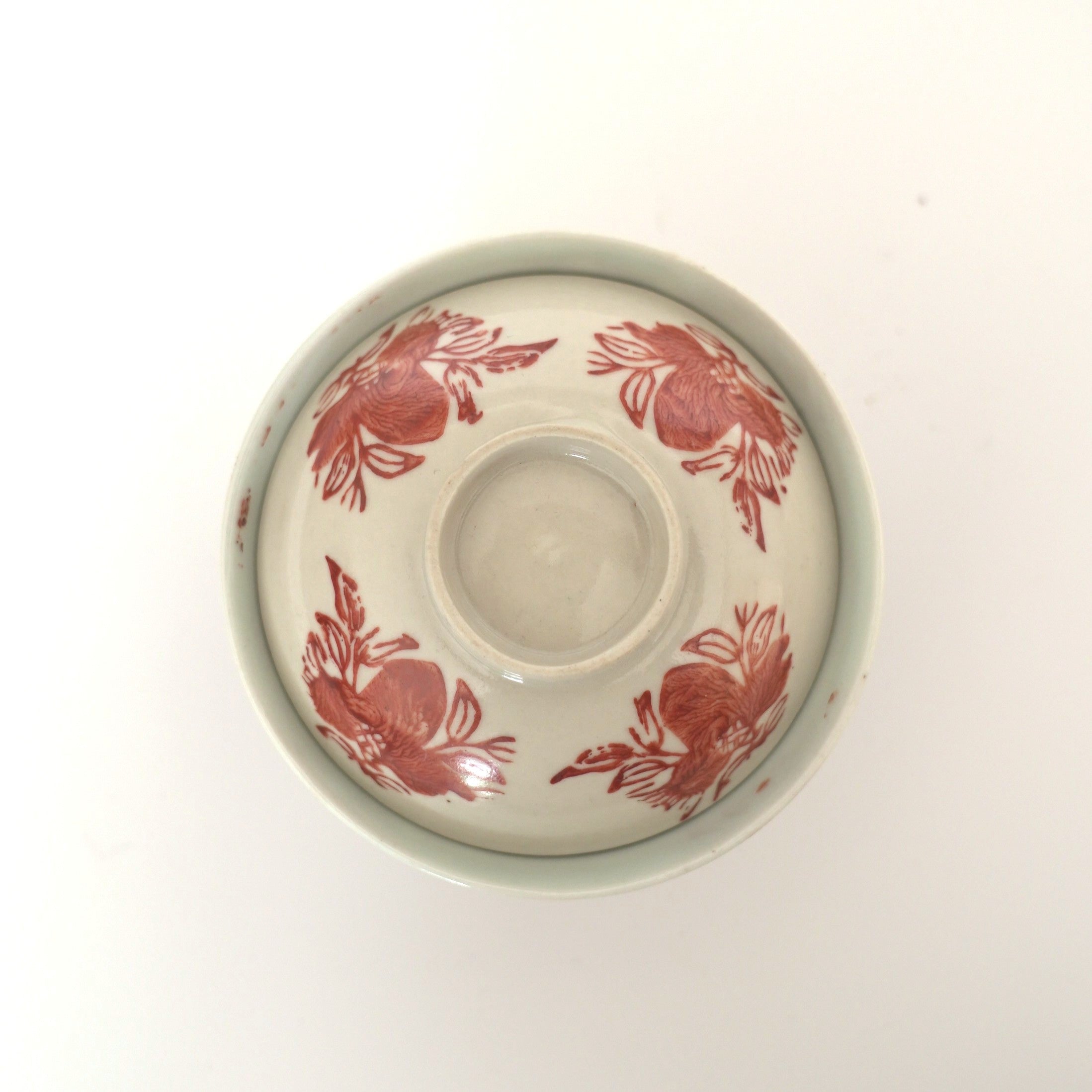 赤絵福寿三多文蓋碗