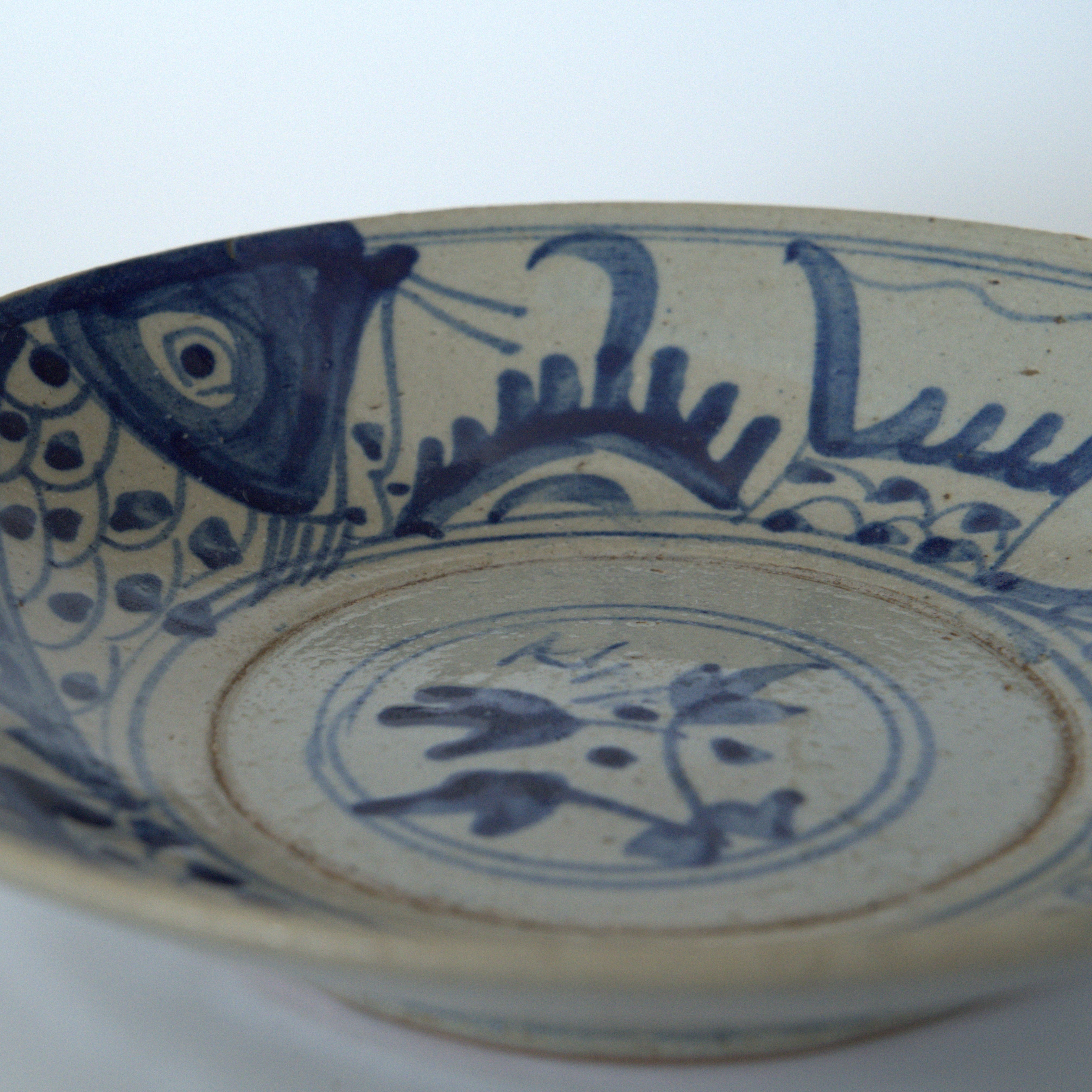 青花双魚花文皿大②