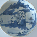 青花山水人物文豆皿