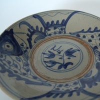 青花双魚花文皿大①