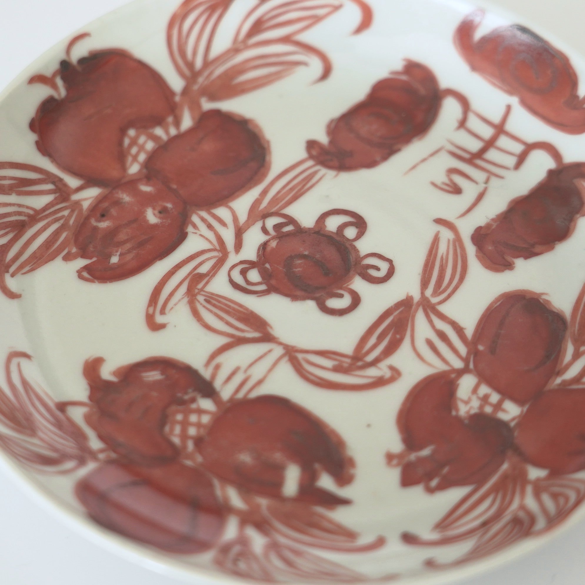 赤絵福寿三多文皿⑮