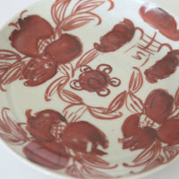 赤絵福寿三多文皿⑮