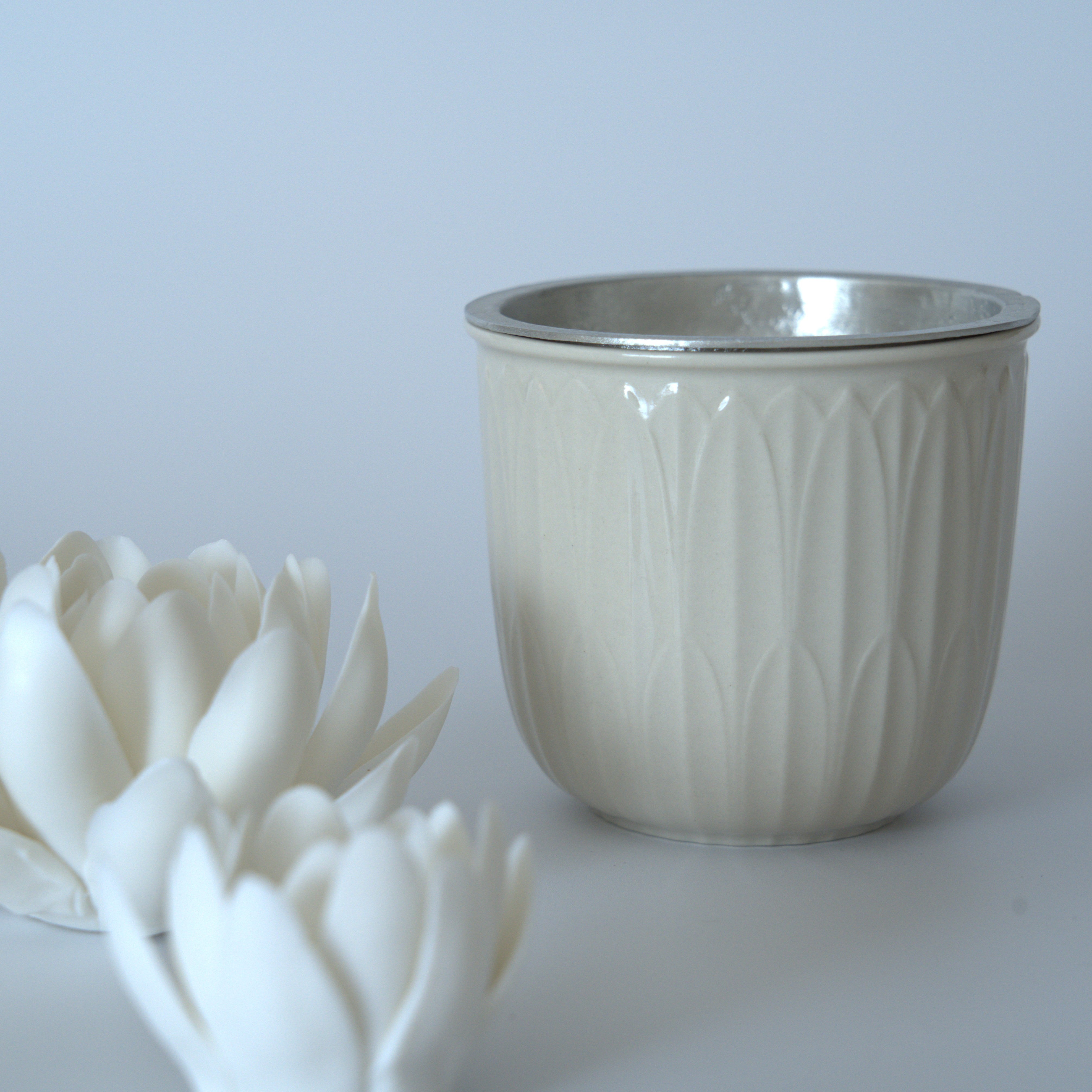 錫蓋草木灰釉建水