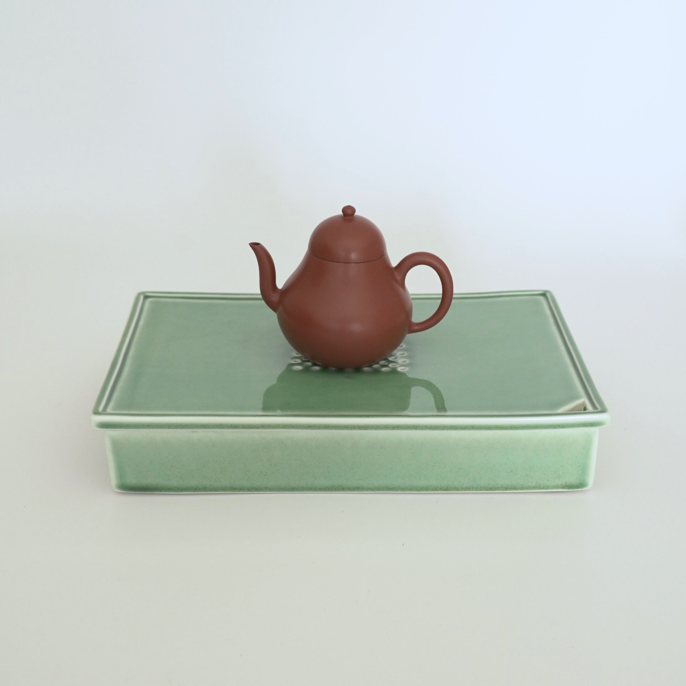 長方窯変茶盤②粉青色