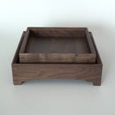 木製正方盆大　クルミ