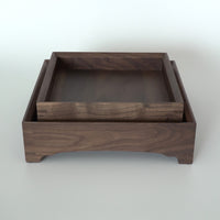 木製正方盆大　クルミ