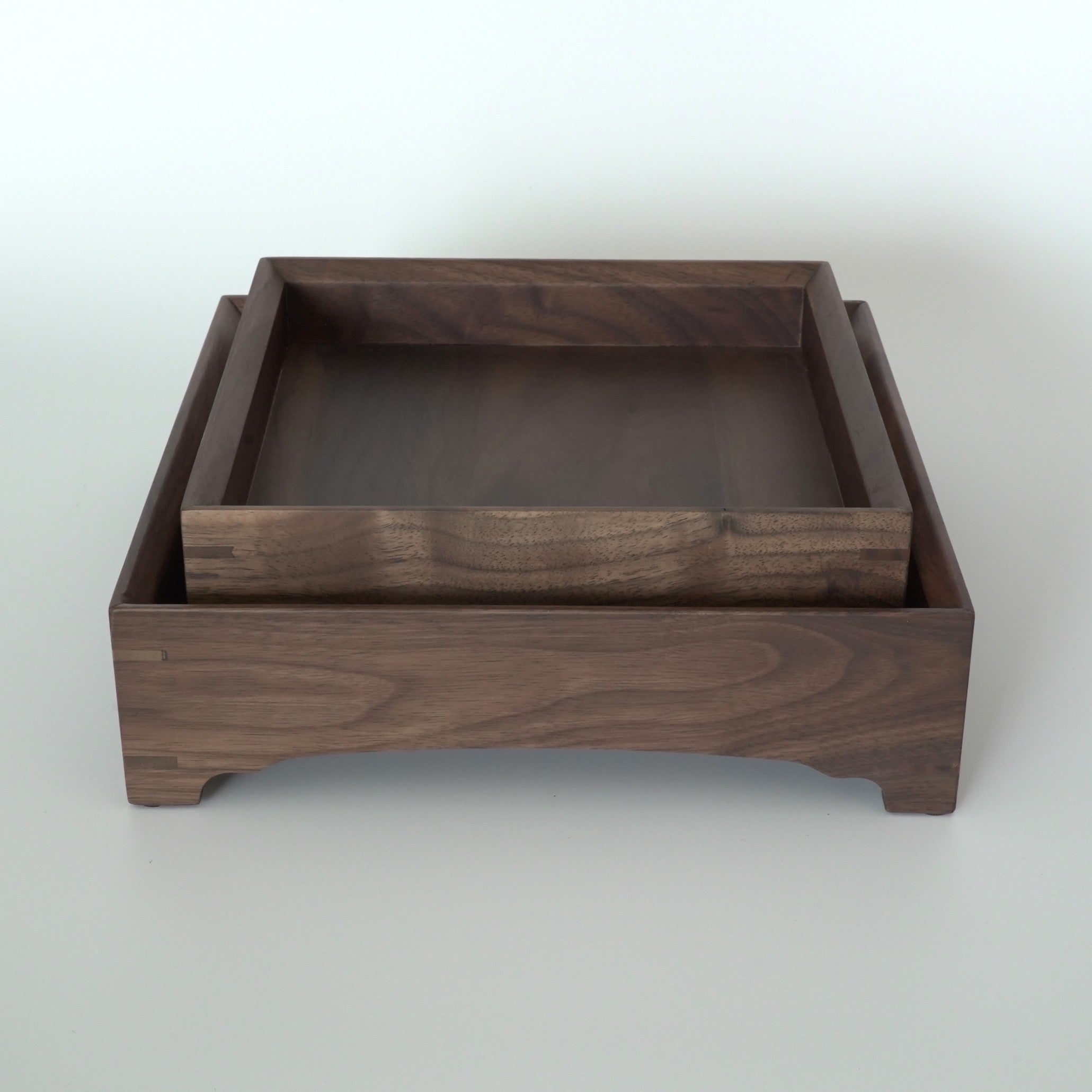 木製正方盆大　クルミ