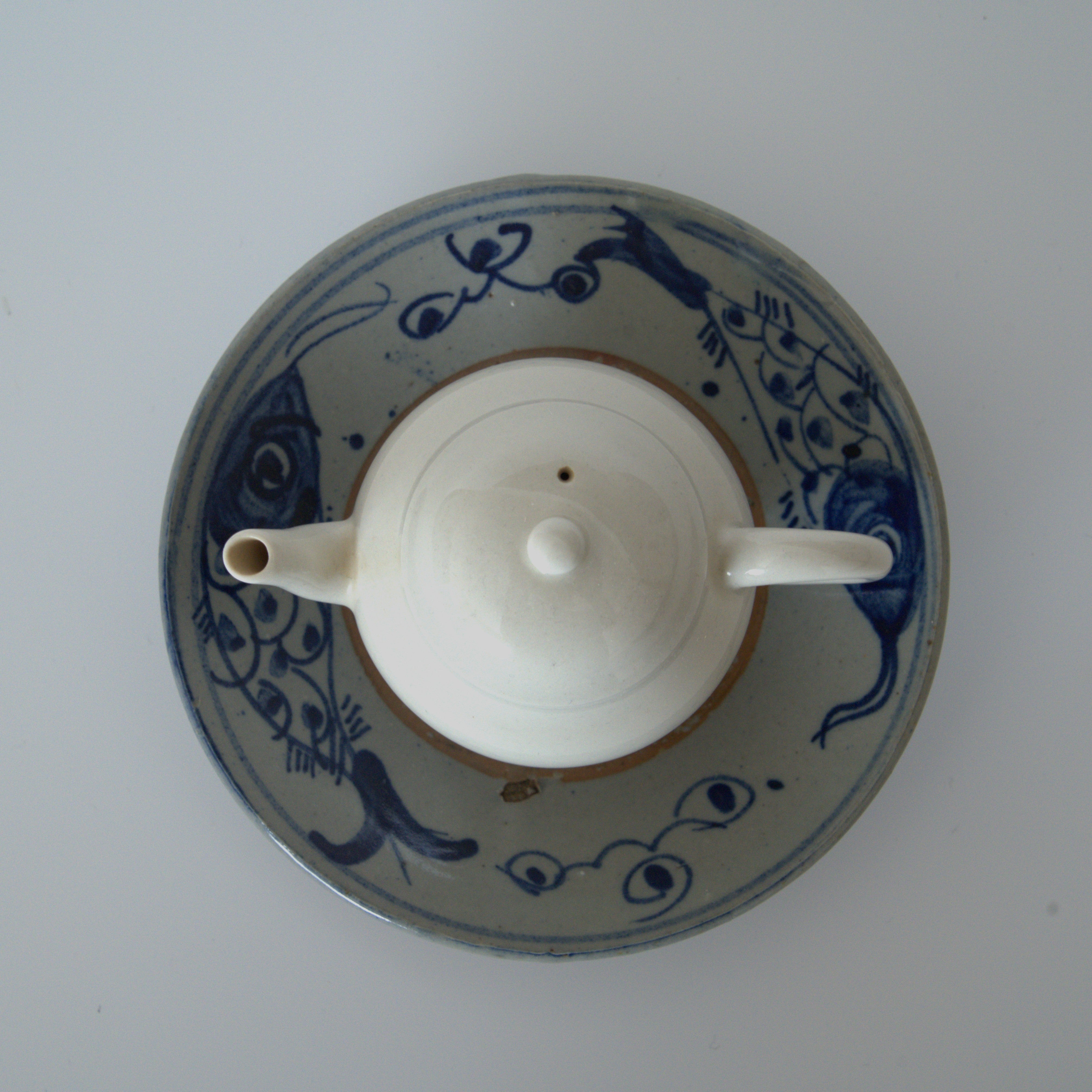 青花双魚花文皿④