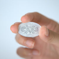 白蝶貝山茶花茶枕①楕円