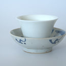 青花山水人物文豆皿