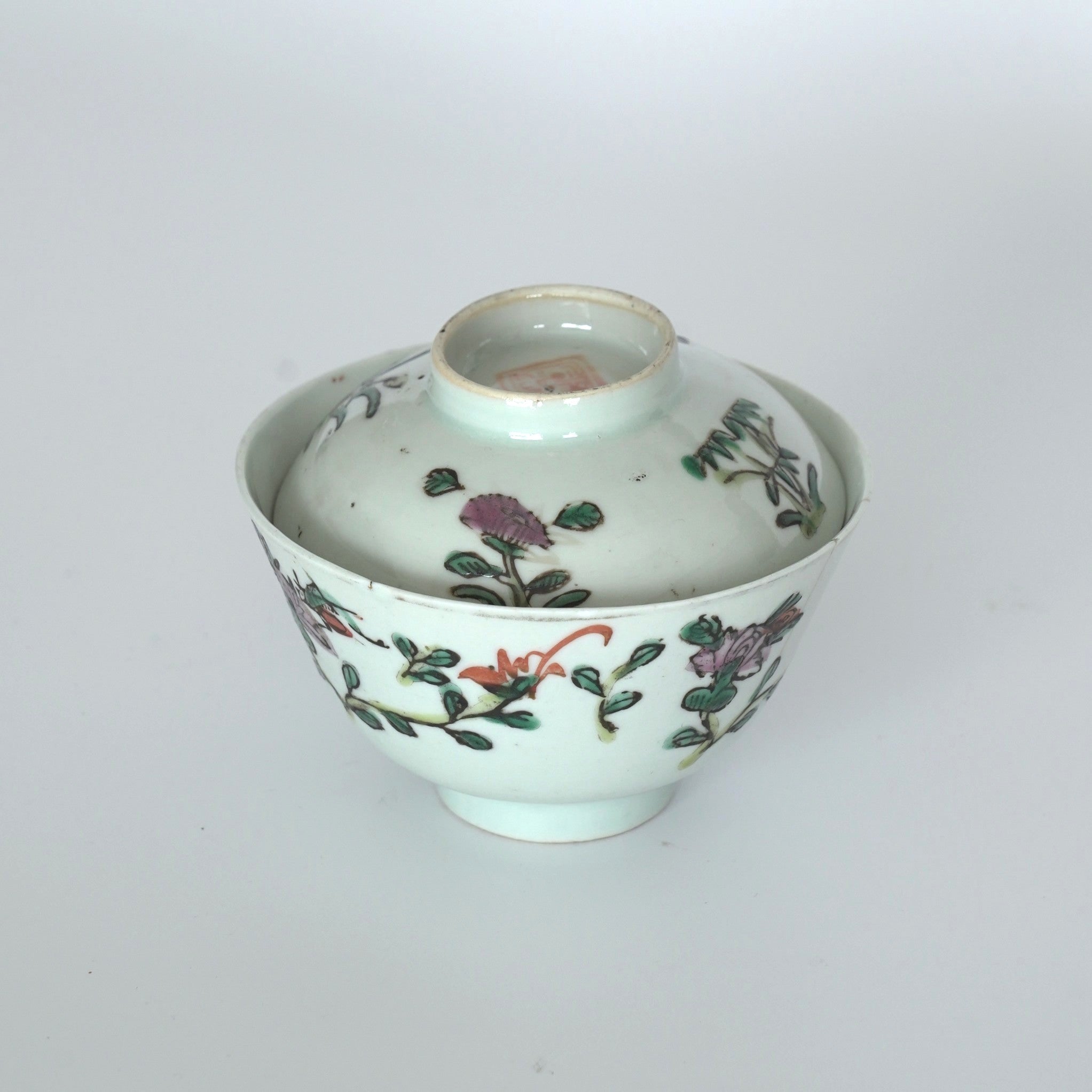 粉彩四季花文蓋碗③