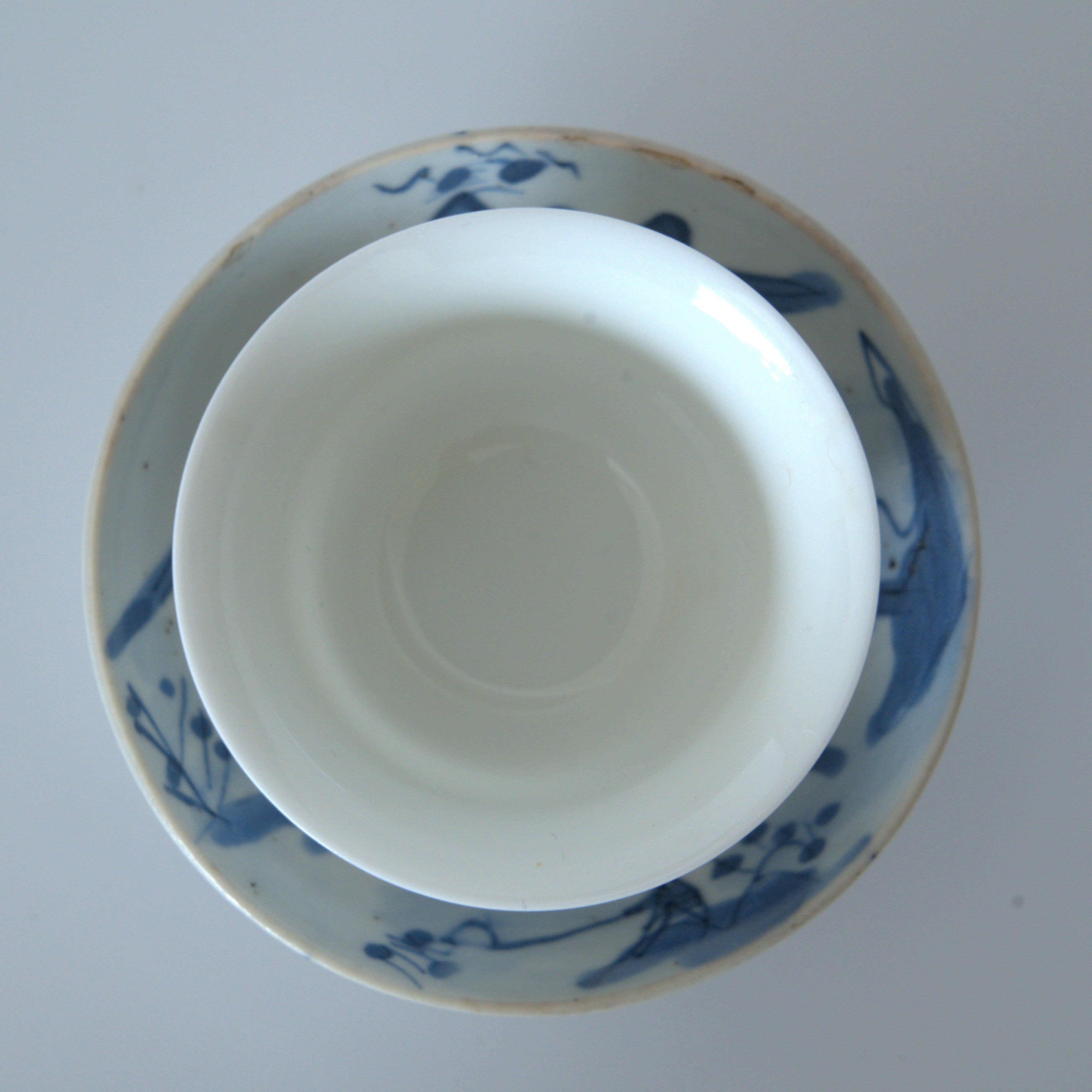 青花山水人物文豆皿