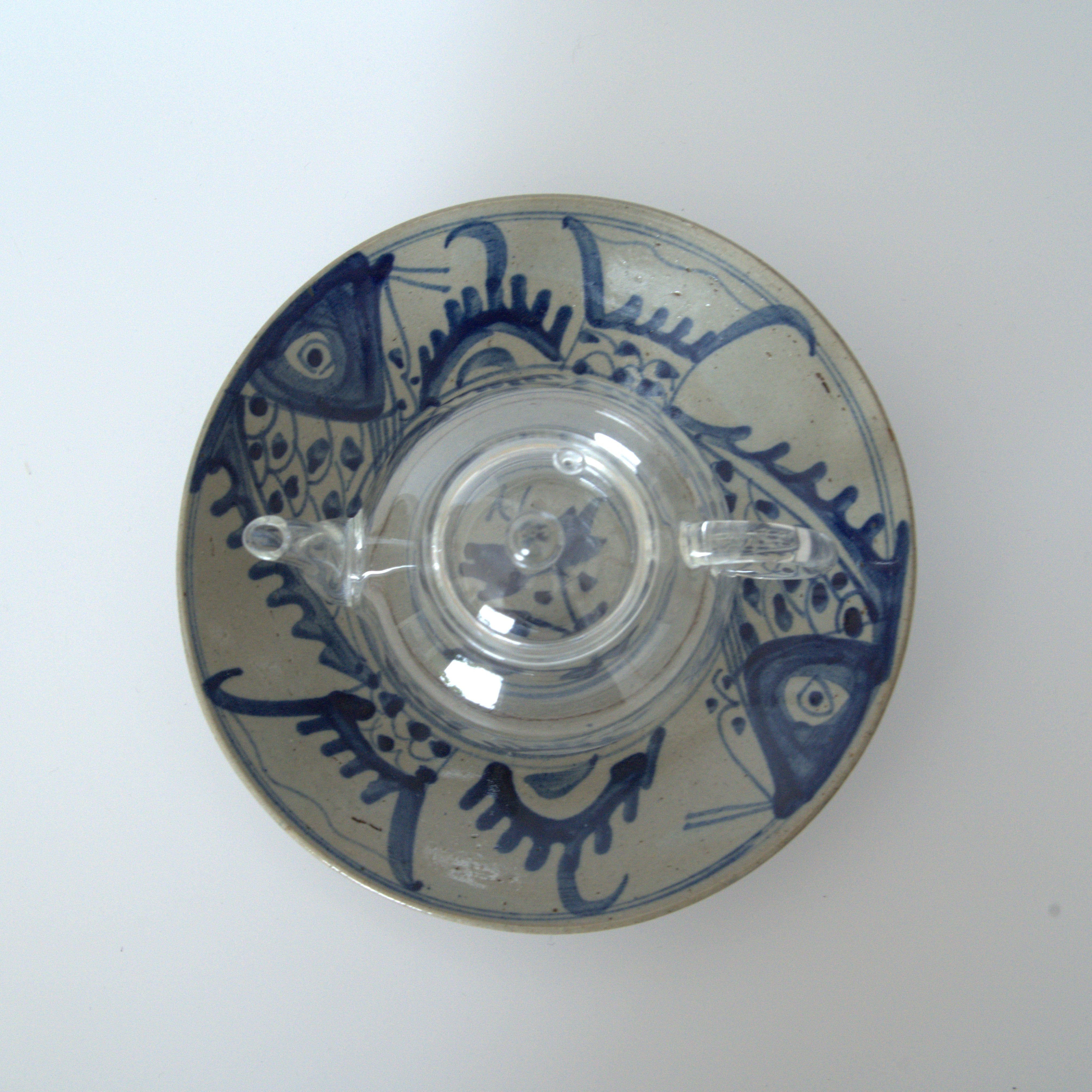 青花双魚花文皿大②