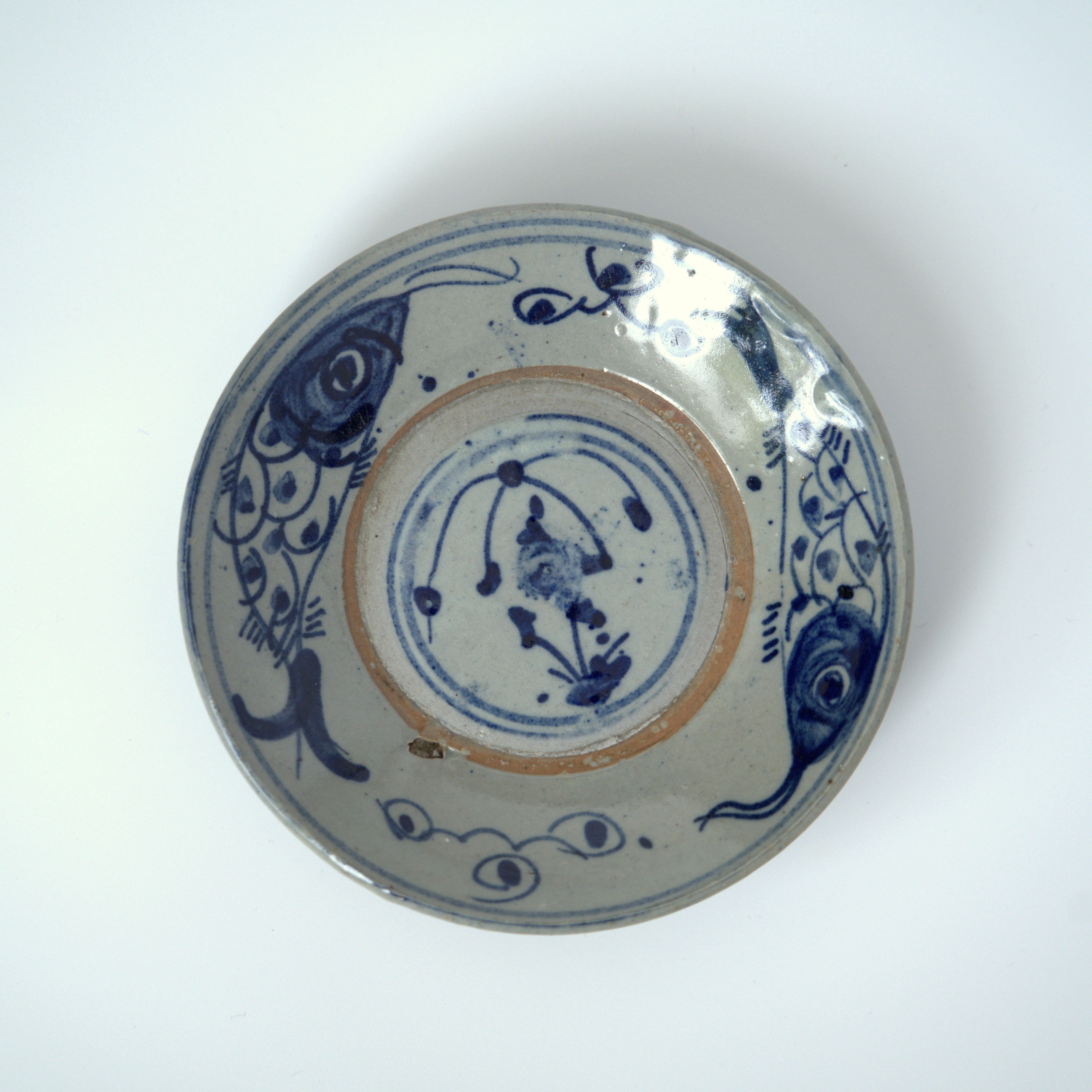 青花双魚花文皿④