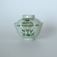 粉彩竹節文蓋碗