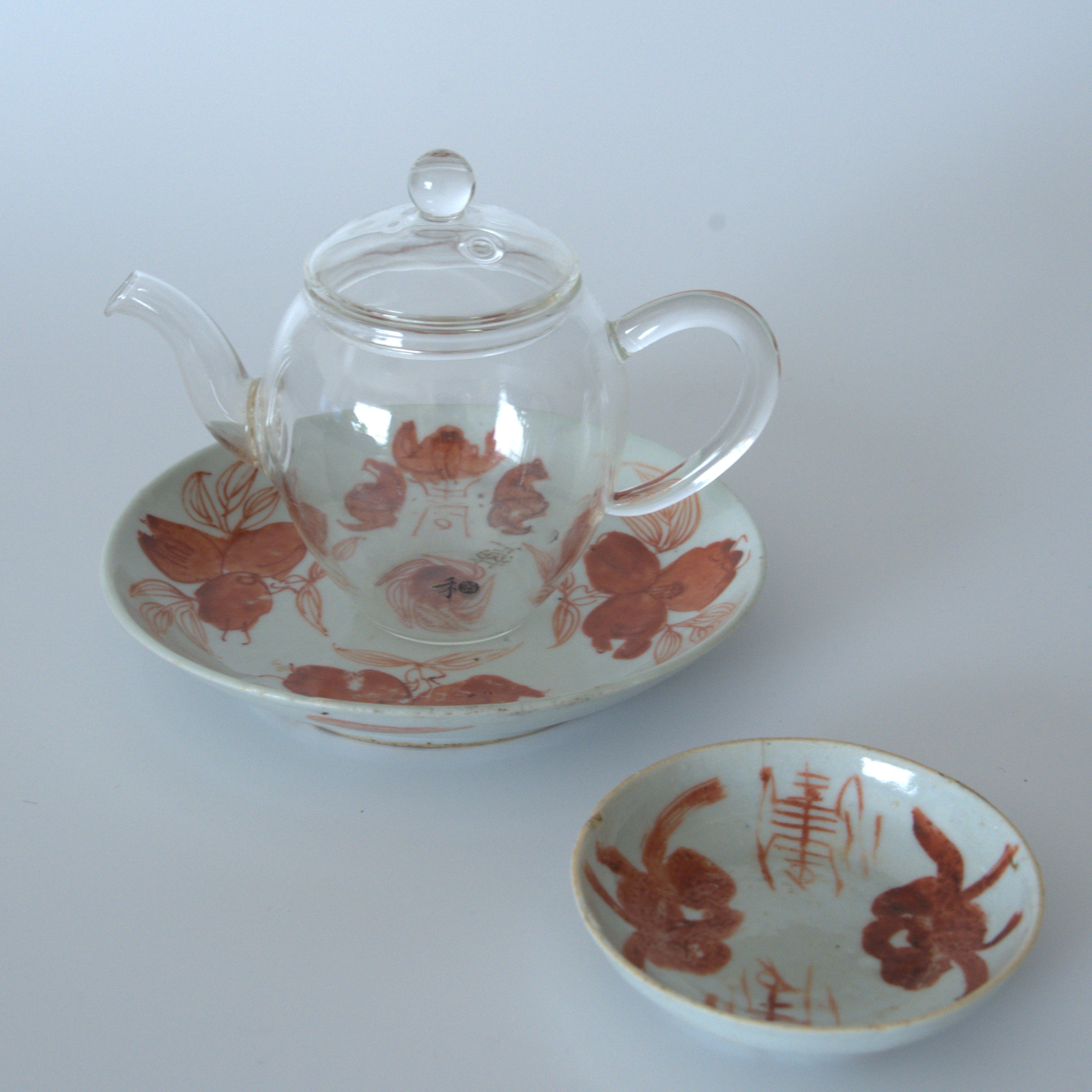 赤絵福寿三多文皿④