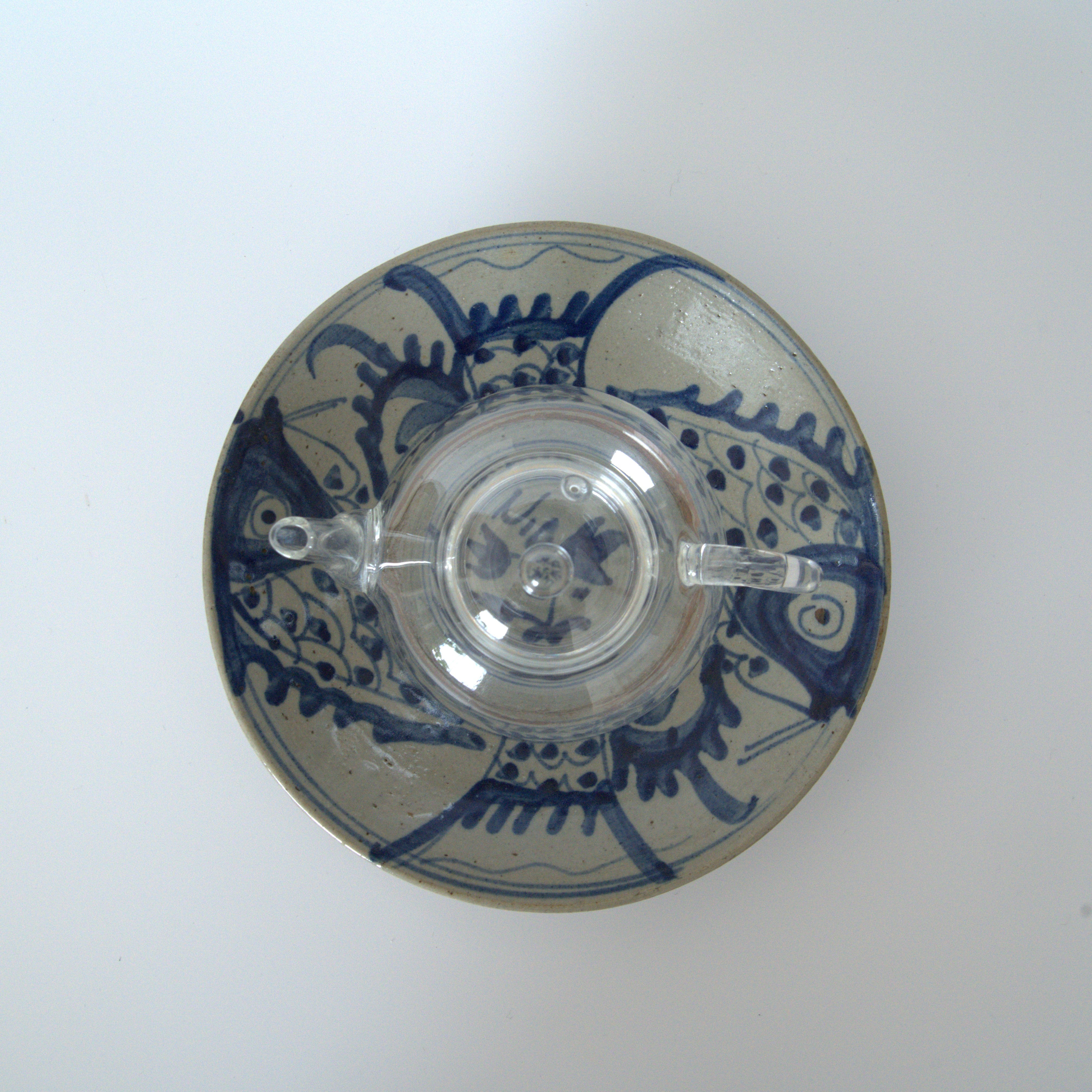 青花双魚花文皿大①