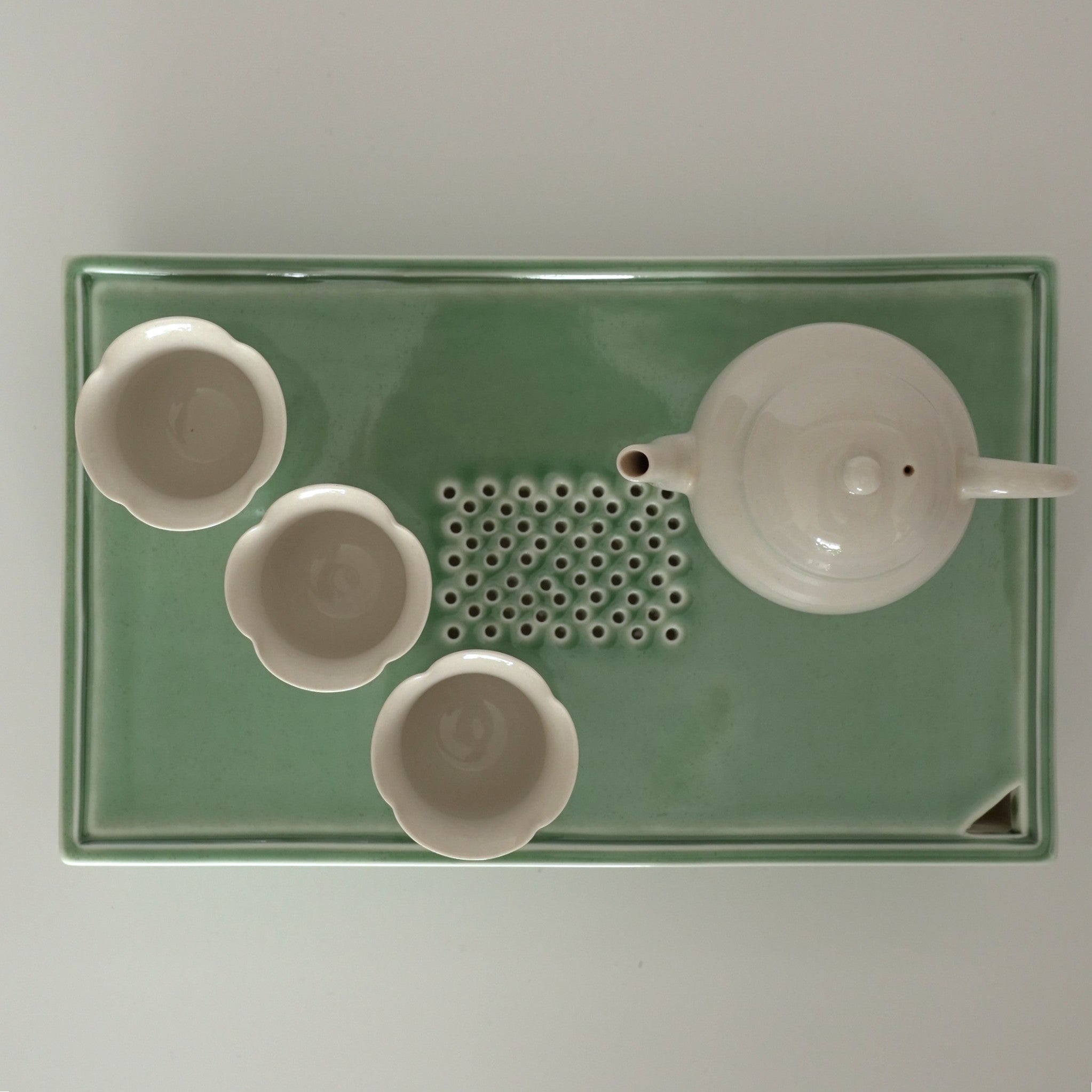 長方窯変茶盤②粉青色