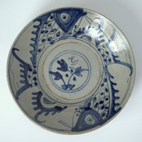 青花双魚花文皿大②