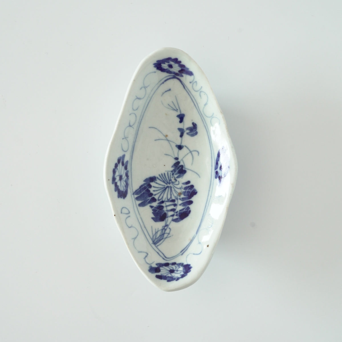 青花花卉文高台皿②小