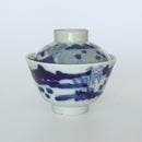 青花山水図蓋碗