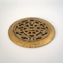 金彩木彫円型唐草文壺承