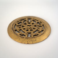 金彩木彫円型唐草文壺承