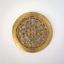 金彩木彫円型唐草文壺承