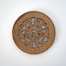 金彩木彫円型唐草文壺承