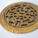 金彩木彫円型唐草文壺承