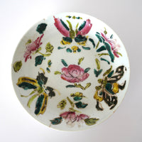 粉彩胡蝶花文皿・大