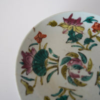 粉彩四季花文皿・大