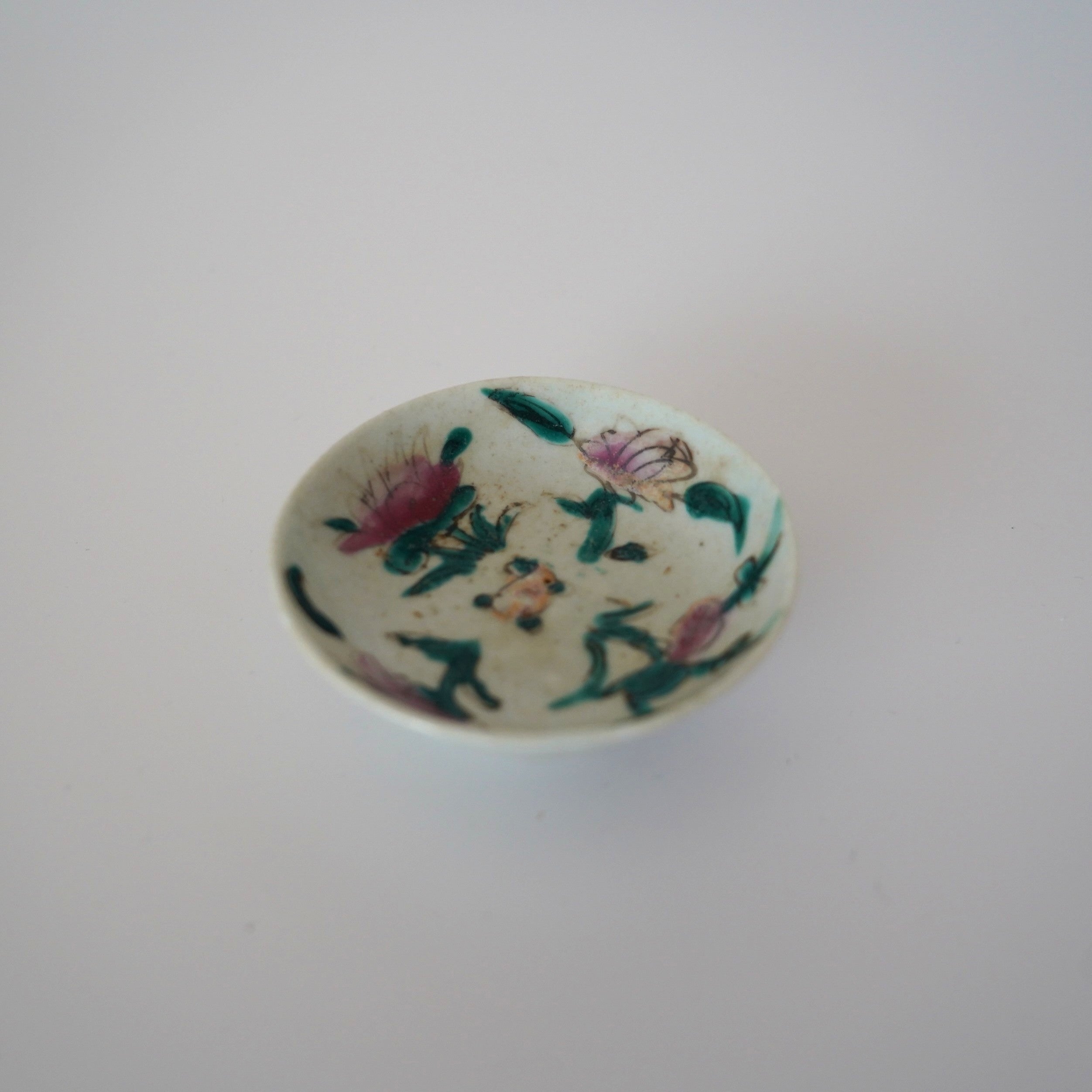 粉彩四季花文豆皿・蓮華セット