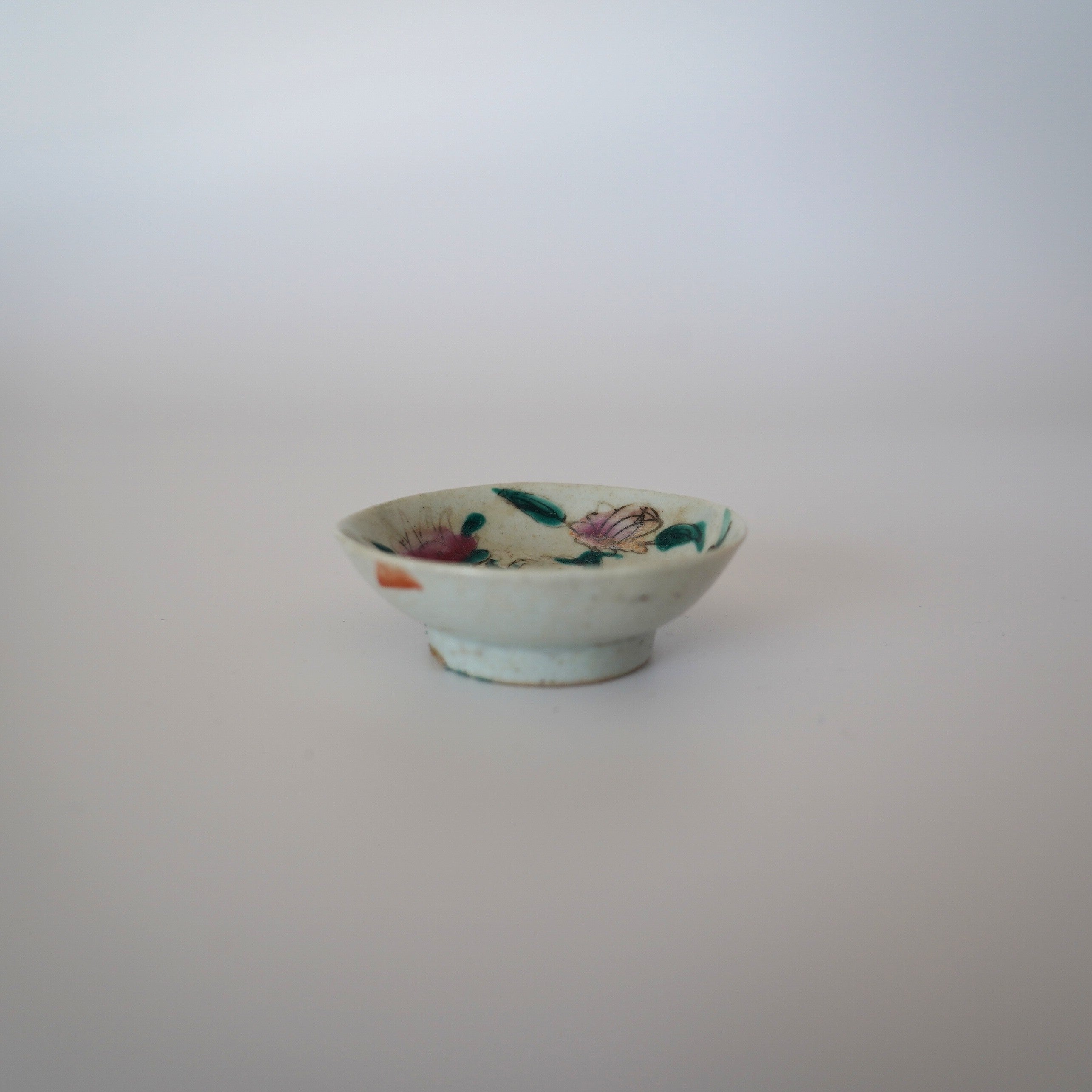 粉彩四季花文豆皿・蓮華セット