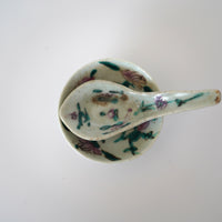 粉彩四季花文豆皿・蓮華セット