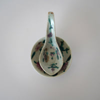 粉彩四季花文豆皿・蓮華セット