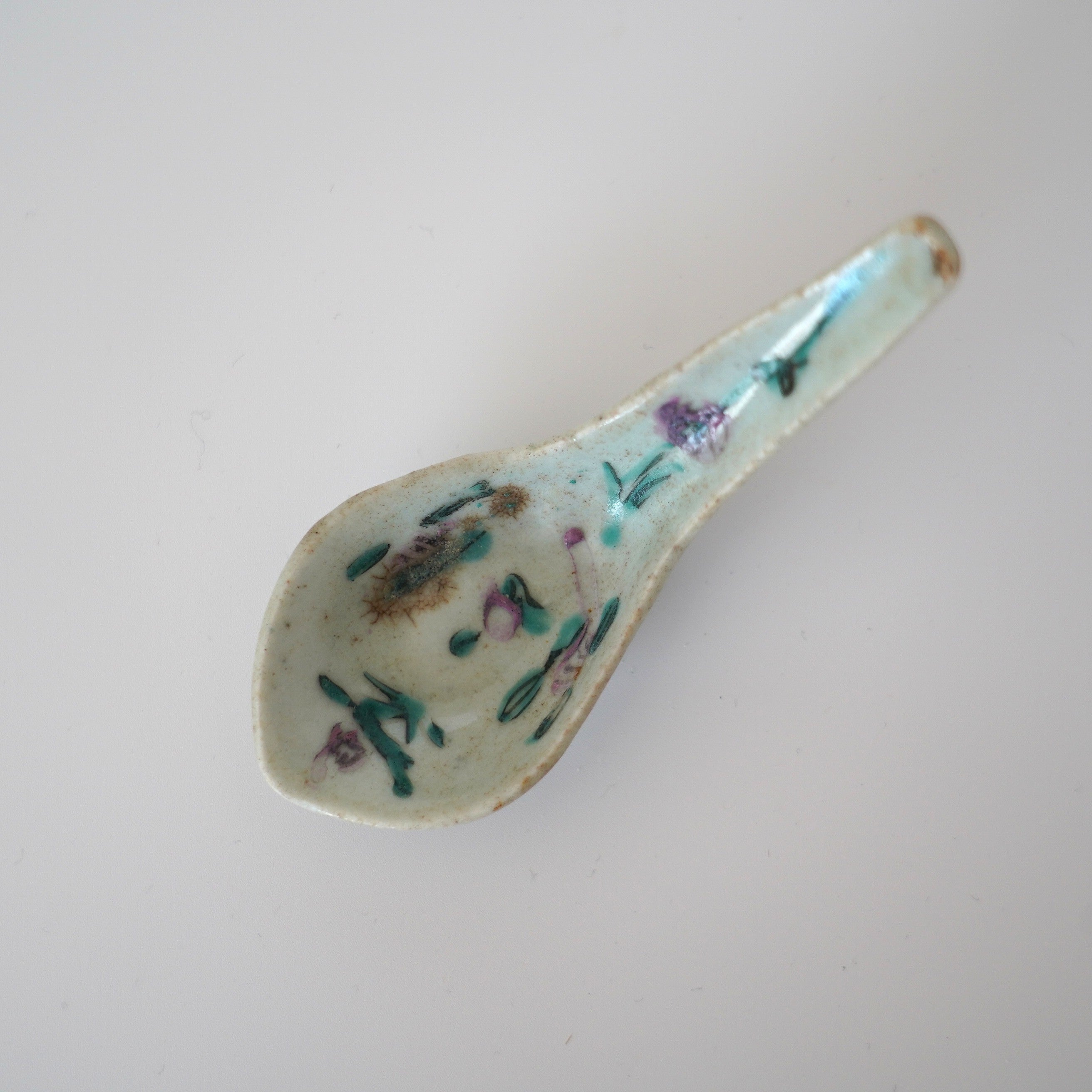 粉彩四季花文豆皿・蓮華セット