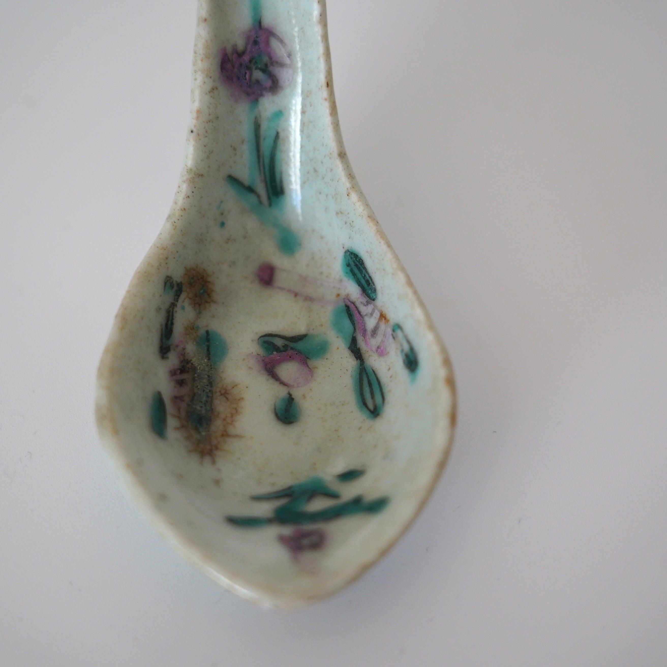 粉彩四季花文豆皿・蓮華セット