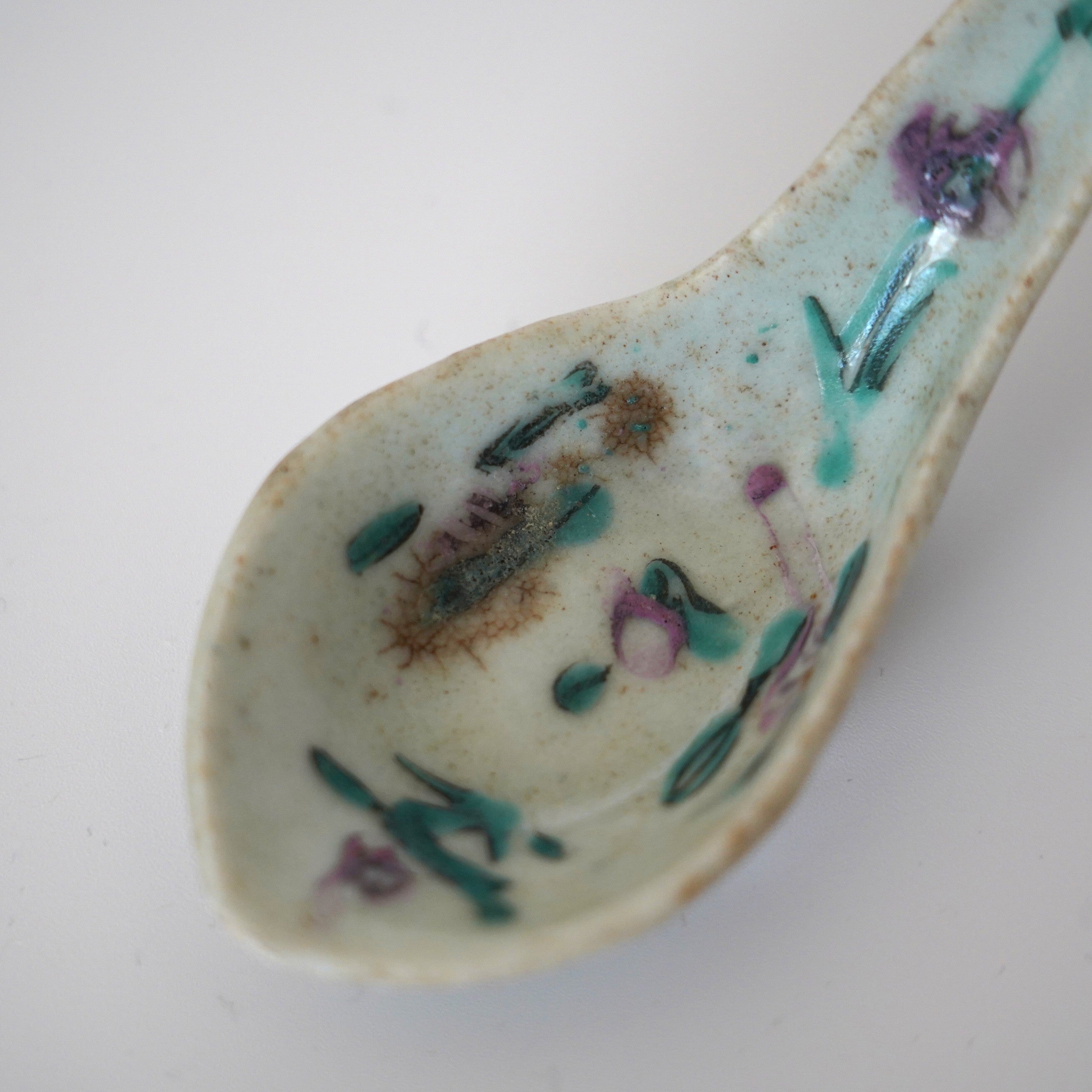 粉彩四季花文豆皿・蓮華セット