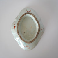 粉彩胡蝶花文高台皿・大