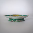 粉彩胡蝶花文高台皿・大