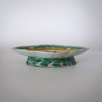 粉彩胡蝶花文高台皿・大