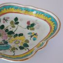粉彩胡蝶花文高台皿・大