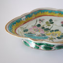 粉彩胡蝶花文高台皿・大