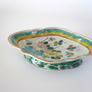 粉彩胡蝶花文高台皿・大