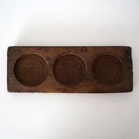 木彫三連双喜文月餅型大